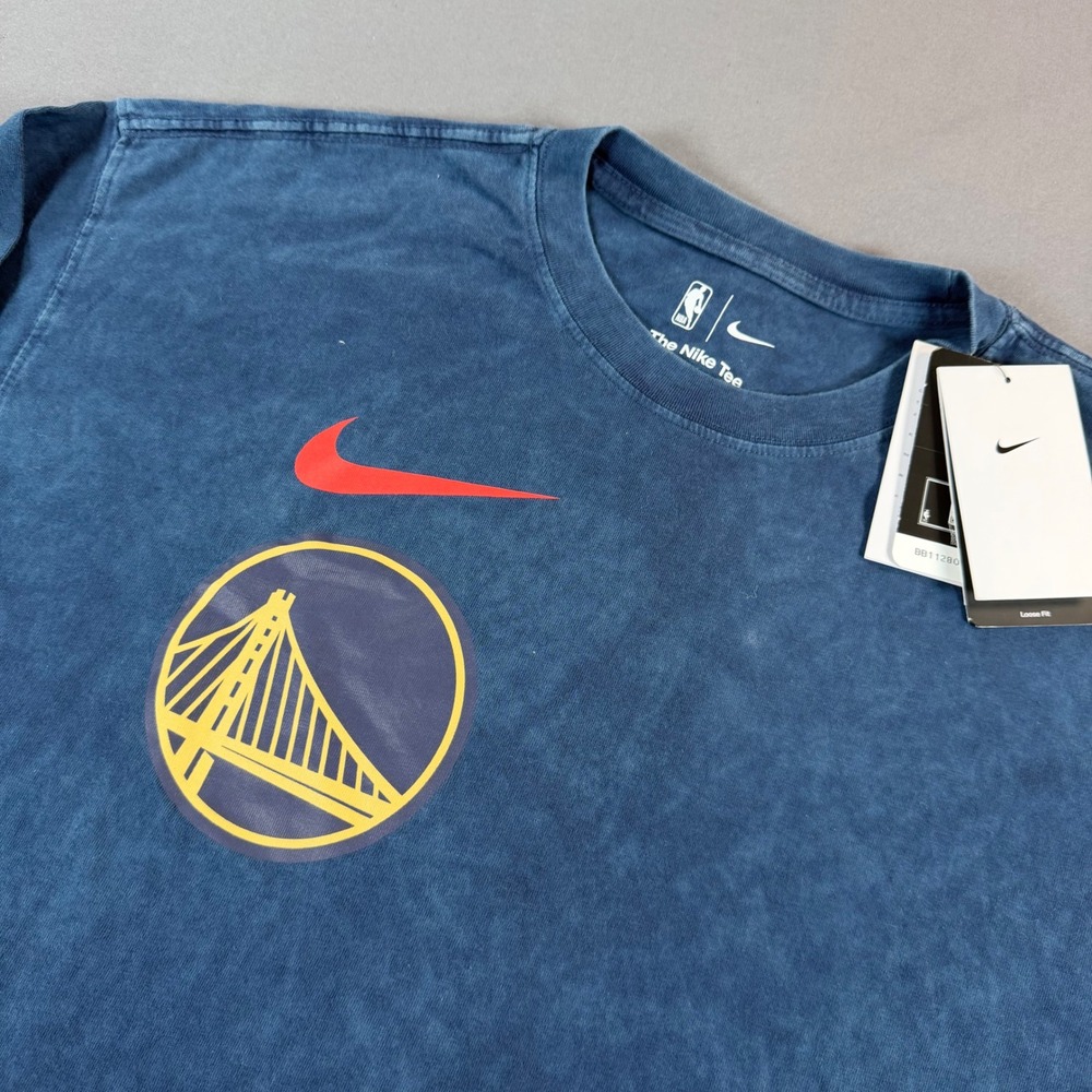 Nike NBA Golden State Warriors Long Sleeve Tee Blue Wash HJ2550-419 Mens L